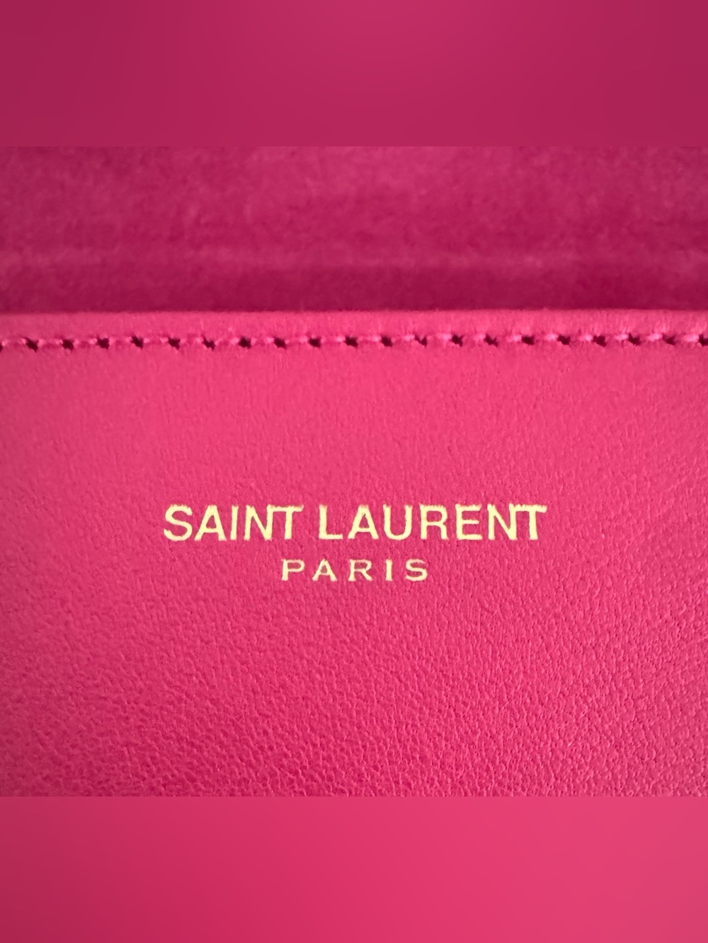 SAINT LAURENT Paris ChYc Y Ligne Fuchsia Pink Leather Clutch Authenticated COA - Picture 7 of 10